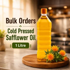 Bulk Order Cold Pressed Safflower Oil 1 Litre bottle for wholesale supply and healthy cooking