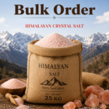 Premium 25 kg Himalayan Crystal Salt bulk bag for wholesalers, food manufacturers, hotels, restaurants, exporters, and distributors.