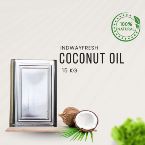 Cold-pressed coconut oil in a 15kg tin, ideal for bulk supply with natural aroma and rich nutritional benefi