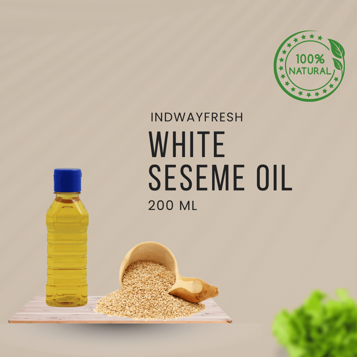 Cold-pressed White Sesame Oil 200ml bottle — rich in nutrients, perfect for bulk orders and wholesale supply.
