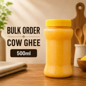 500ml Cow Ghee jar for bulk orders with premium presentation and warm kitchen background