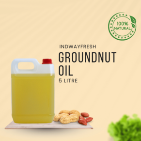 Fresh and pure Groundnut Oil in a 5-litre can, perfect for wholesale and bulk buying — rich in flavor and nutrition.