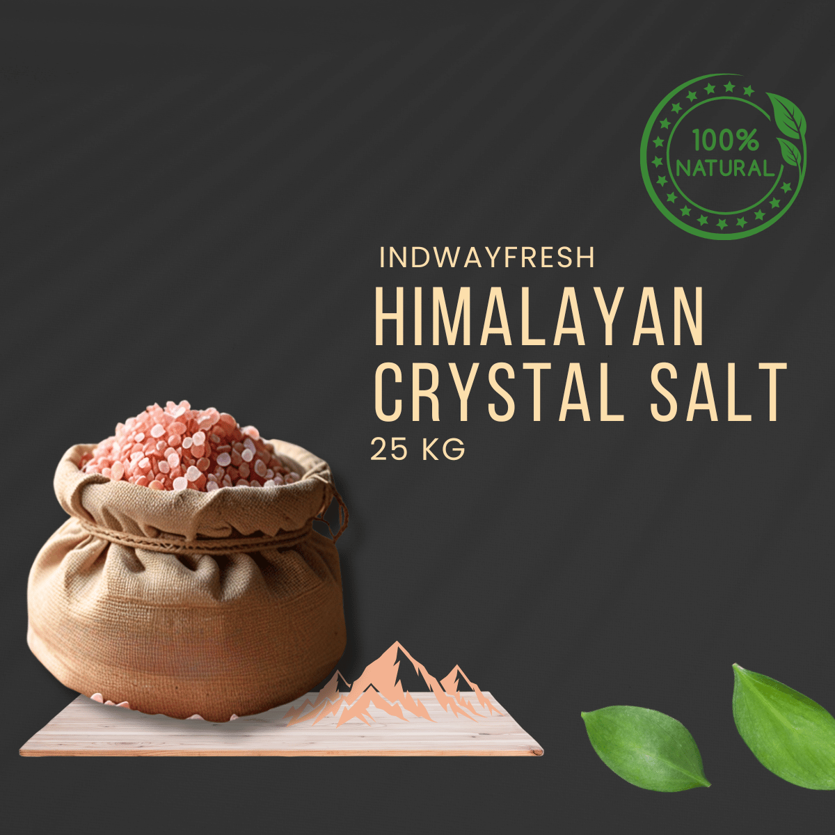 Natural Himalayan Crystal Salt in a 25kg bag — perfect for bulk supply, rich in minerals for cooking and wellness.