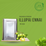 Pure cold-pressed Illupai Ennai oil packed in a 15kg tin, available for bulk supply, preserving natural aroma and health benefits.
