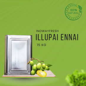 Pure cold-pressed Illupai Ennai oil packed in a 15kg tin, available for bulk supply, preserving natural aroma and health benefits.