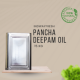 High-quality Pancha Deepam Oil in a 15kg tin for bulk supply — perfect for traditional poojas and deepam lighting.