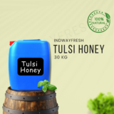 30kg can of Tulsi honey for bulk supply, suitable for commercial use and wholesale distribution.