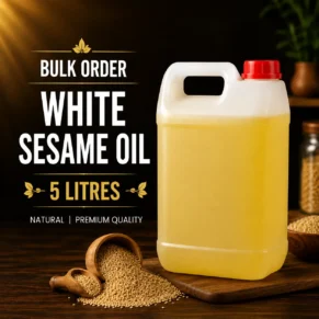 White Sesame Oil 5 Litre bulk order can for wholesale supply, hotels, restaurants, catering services, food businesses, and commercial kitchens.