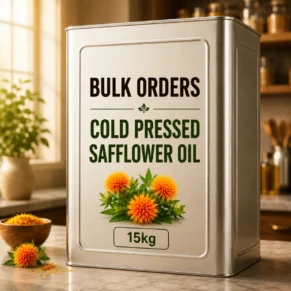 15kg cold pressed safflower oil tin for bulk orders, restaurants, hotels and food businesses