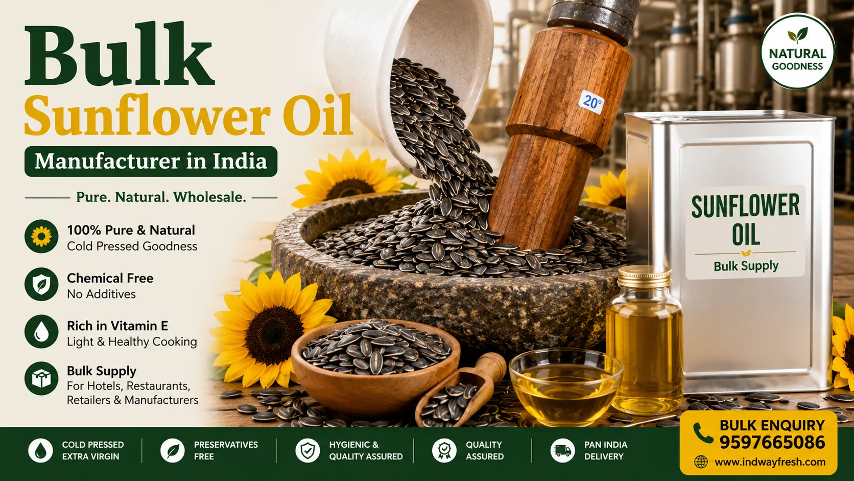 sunflower oil manufacturer India, wholesale sunflower oil supplier, refined sunflower oil bulk, sunflower oil factory India