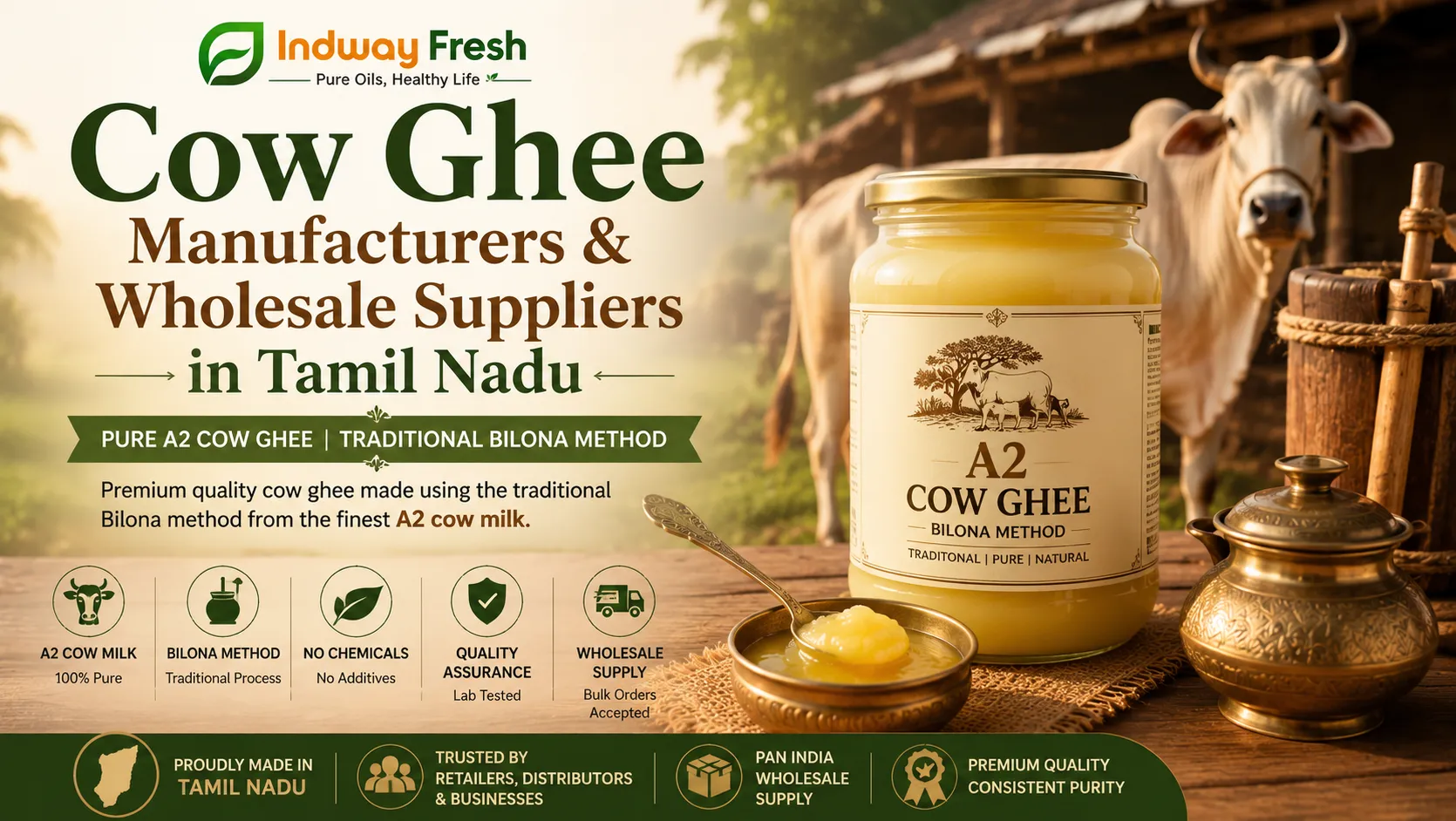 how to check if cow ghee is pure before buying wholesale, Baudouin test ghee adulteration, bilona vs creamery ghee difference