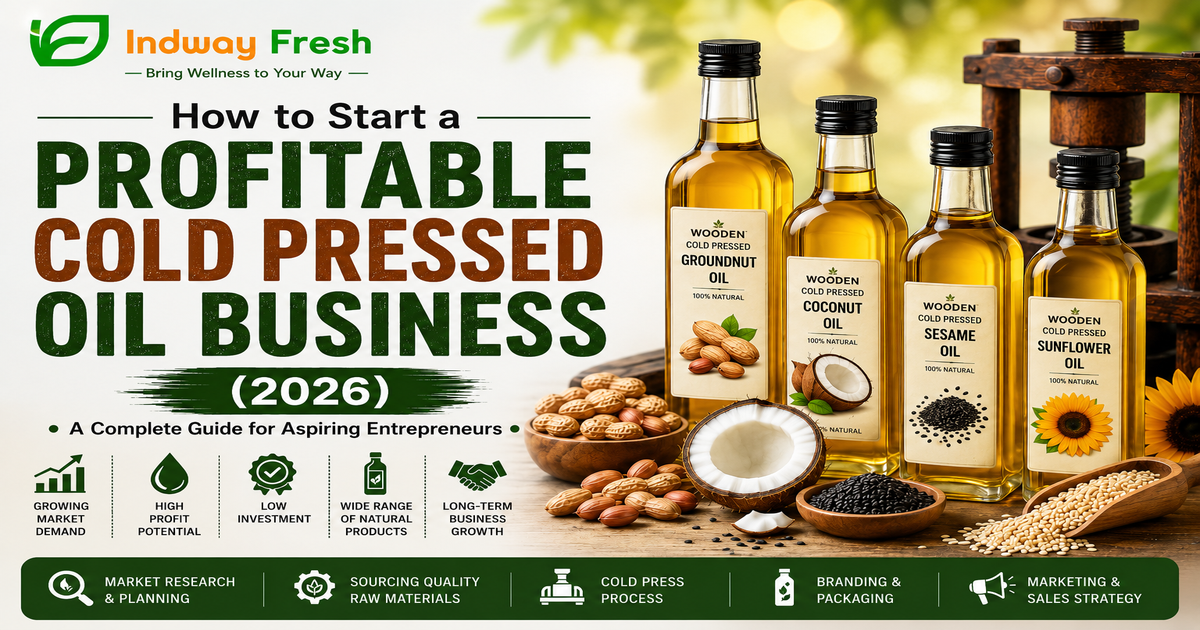 How to Start a Profitable Cold-Pressed Oil Business in 2026 – A complete guide covering market research, quality raw materials, cold-pressing, packaging, branding, marketing, and sales.