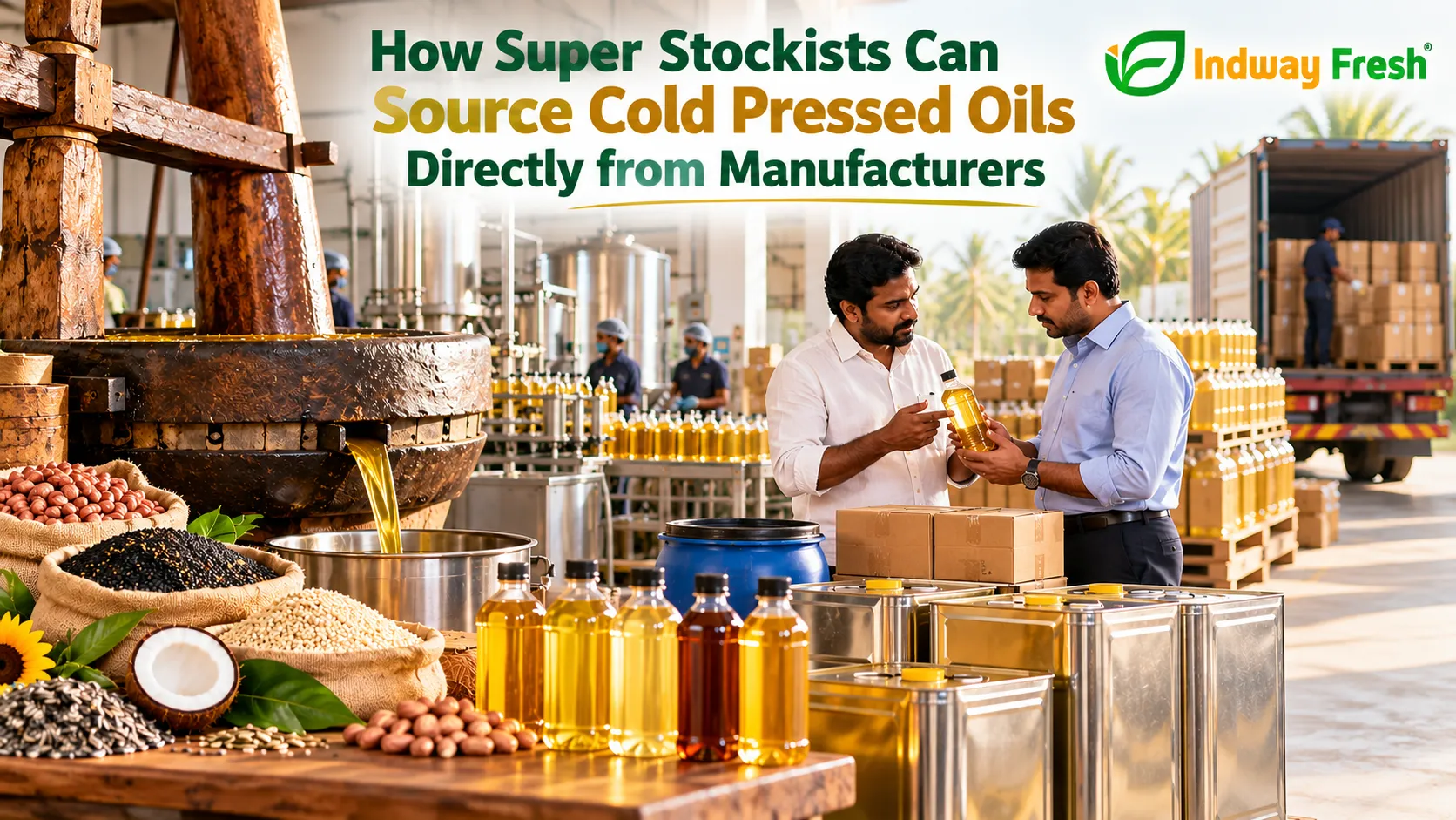 Bulk cold pressed oil suppliers for super stockists sourcing directly from manufacturers in India